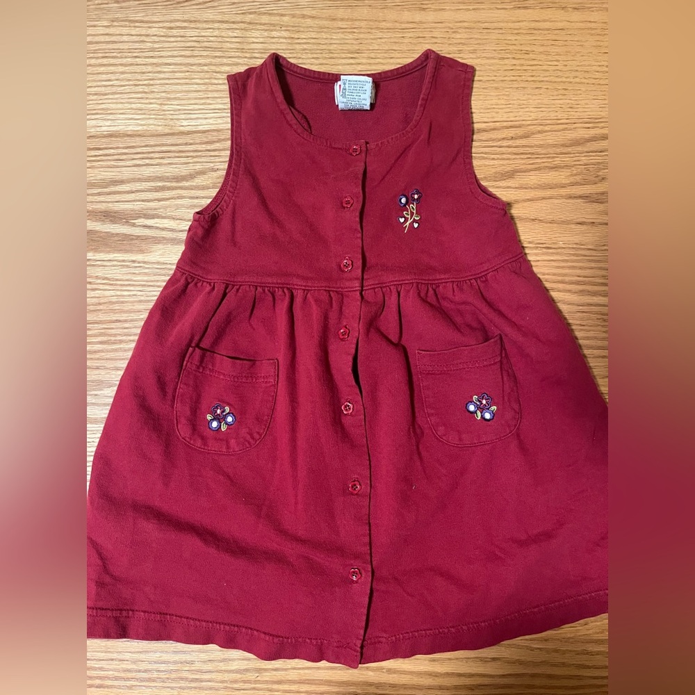 Vintage 90s/Y2k McKids Toddler Girl Dress Red Floral 4T